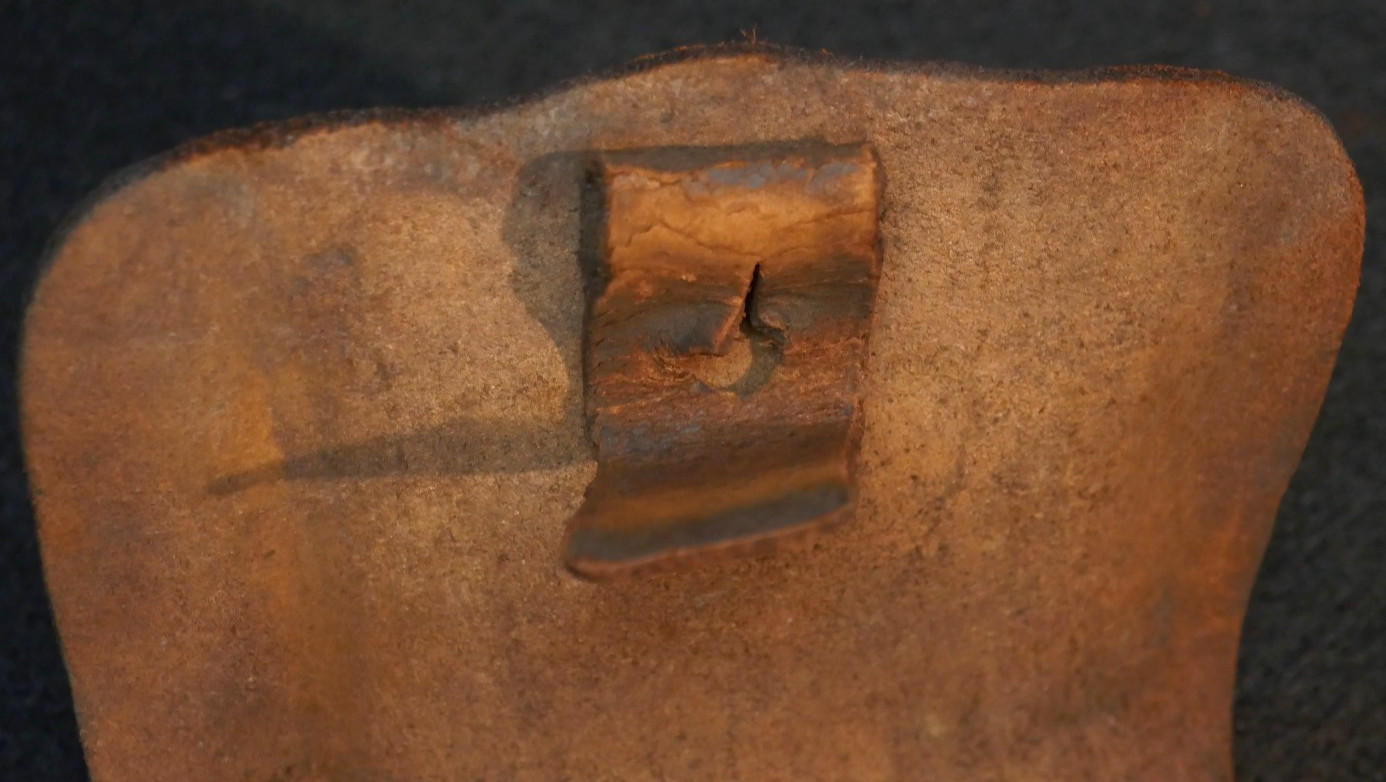 Civil War USN Cannoneer Fuse Box 'Navy Yard NY 1863' Brown Leather Pouch, Rare