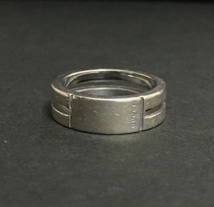 GUCCI Logo Silver 925 Ring Size 51 5.5 US