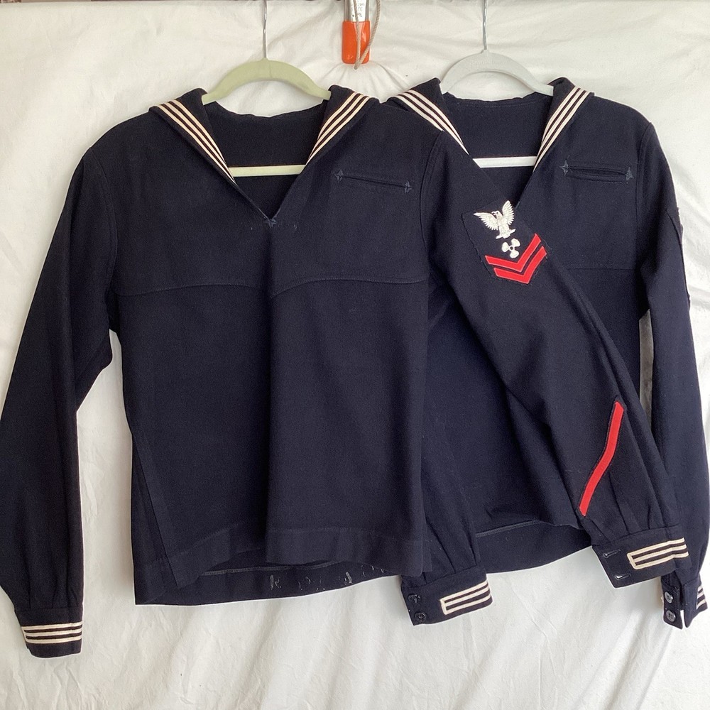 2 USN Navy Wool Cracker Jacker Uniforms 1st Class Engineering Aide & Machinists