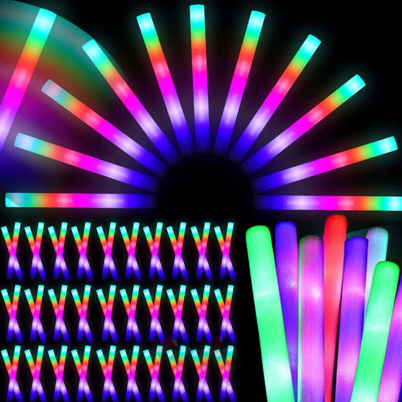 100-500 PCS Light Up Foam Sticks Wand Rally Batons DJ Flashing Glow Stick Party