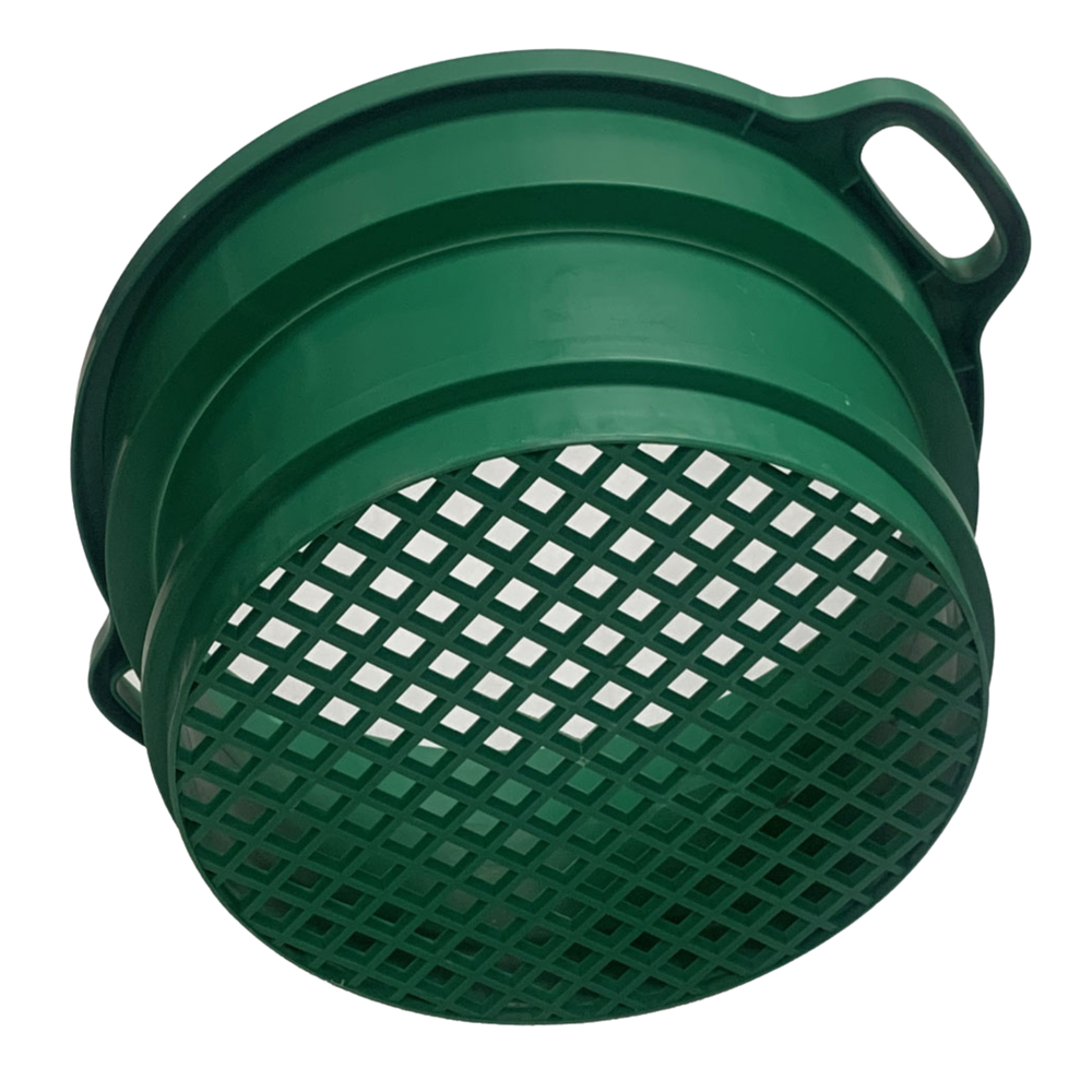 1/2" Mesh Classifier | 6" Deep | Green Plastic Screen With Handle | Stackable