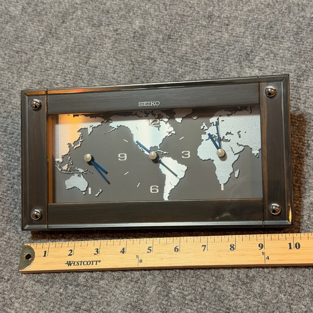 NEW Seiko World Time Clock Multi-Zone Display Office QXG121BLH
