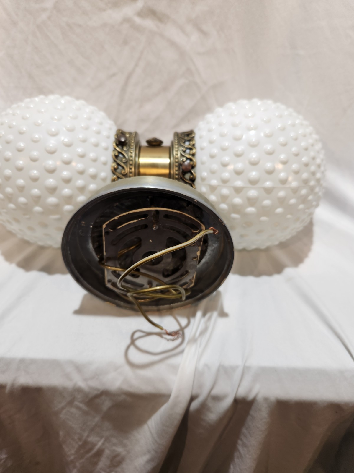 Vintage Scroll Double Hobnail Crown Globes Bathroom Vanity Wall Light Fixture