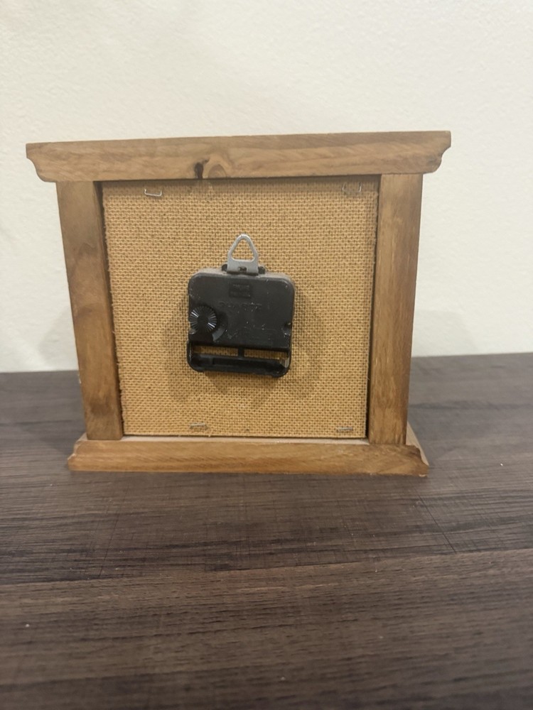 Wooden Analog Desk Clock Brown Quartz Rectangular Arabic Numerals