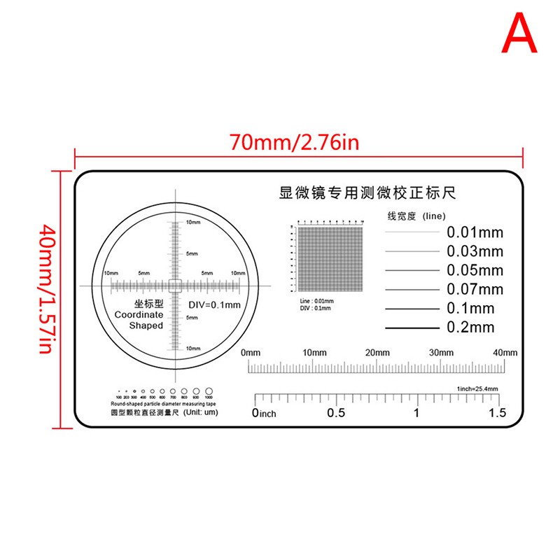 Soft Ruler Microscope Micrometer Calibration Slide Line Width Particle Diameter