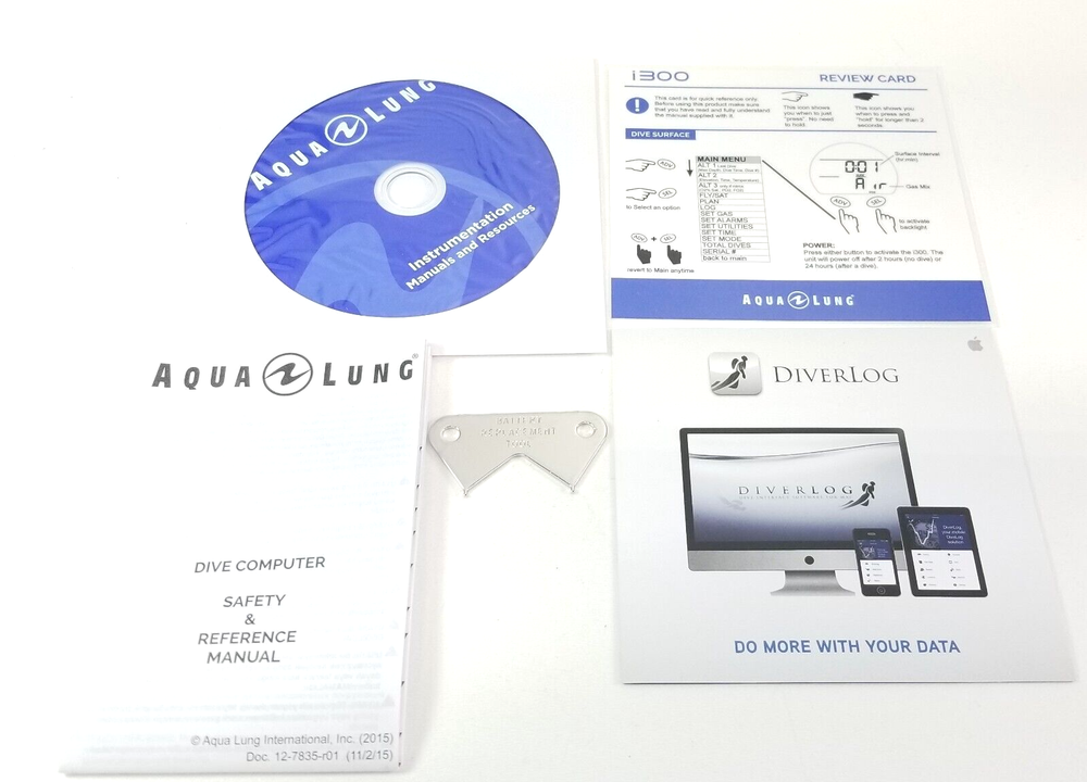 NEW Aqua Lung i300 Wrist Scuba Dive Computer Air & Nitrox 2 Buttons, Backlight