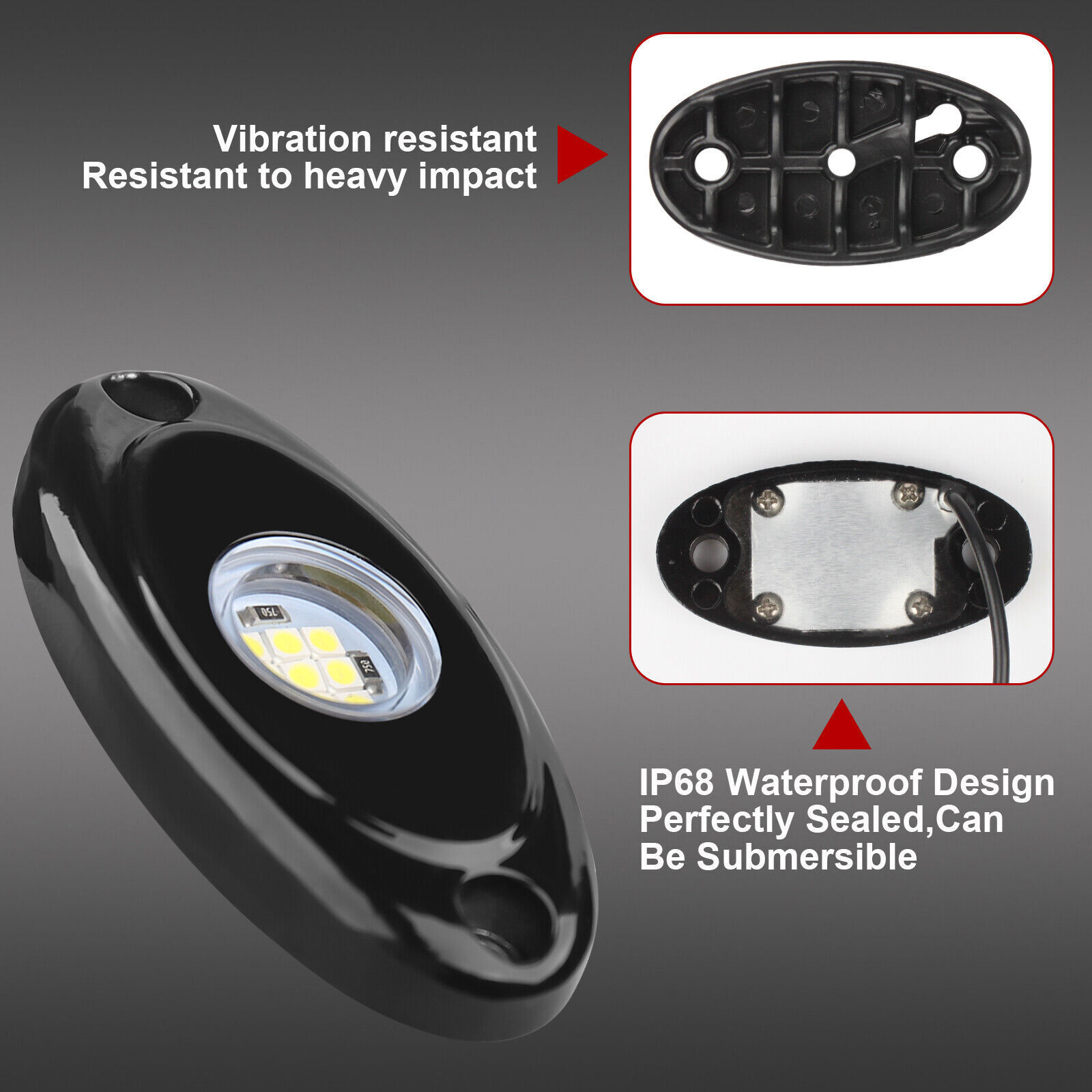 8 X LED Rock Lights White Underbody Trail Rig Glow Lamp Offroad SUV Pickup Truck