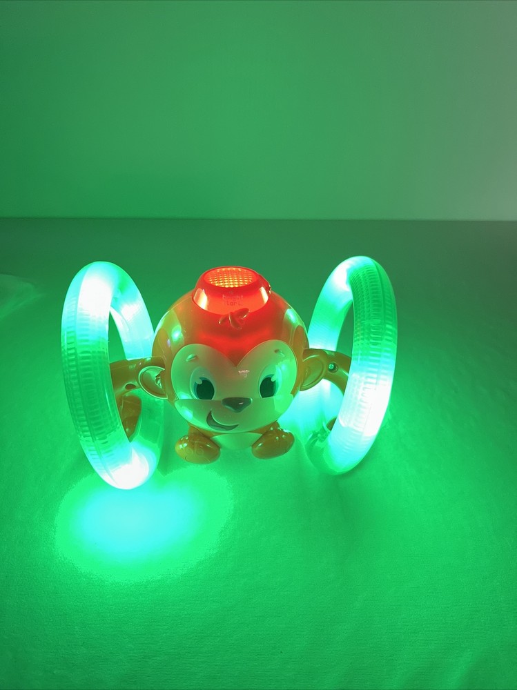Bright Starts Light Up & Roll Orange Monkey Crawling Developmental Toy EUC
