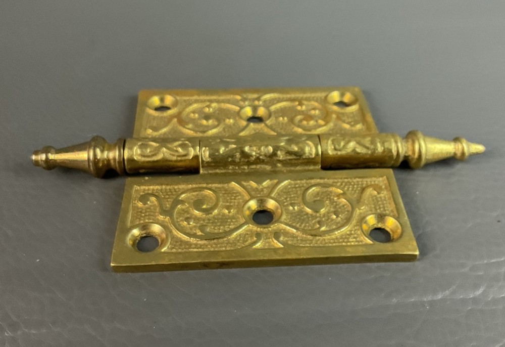 Ornate Brass Hinge approx. 3.5" x 3.5" victorian style