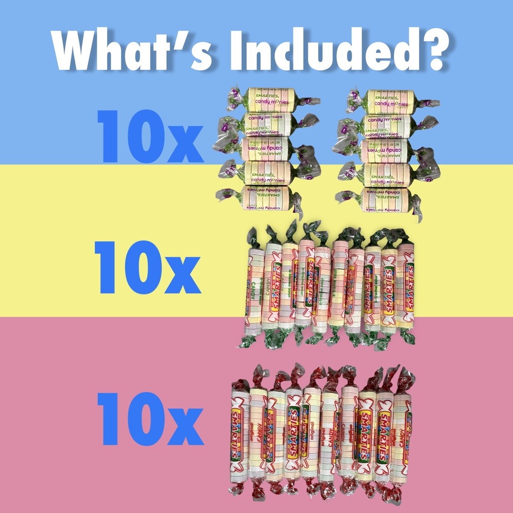 Smarties Candy Ultimate Variety Pack includes Mega Roll, Giant Roll, Mega Lollip