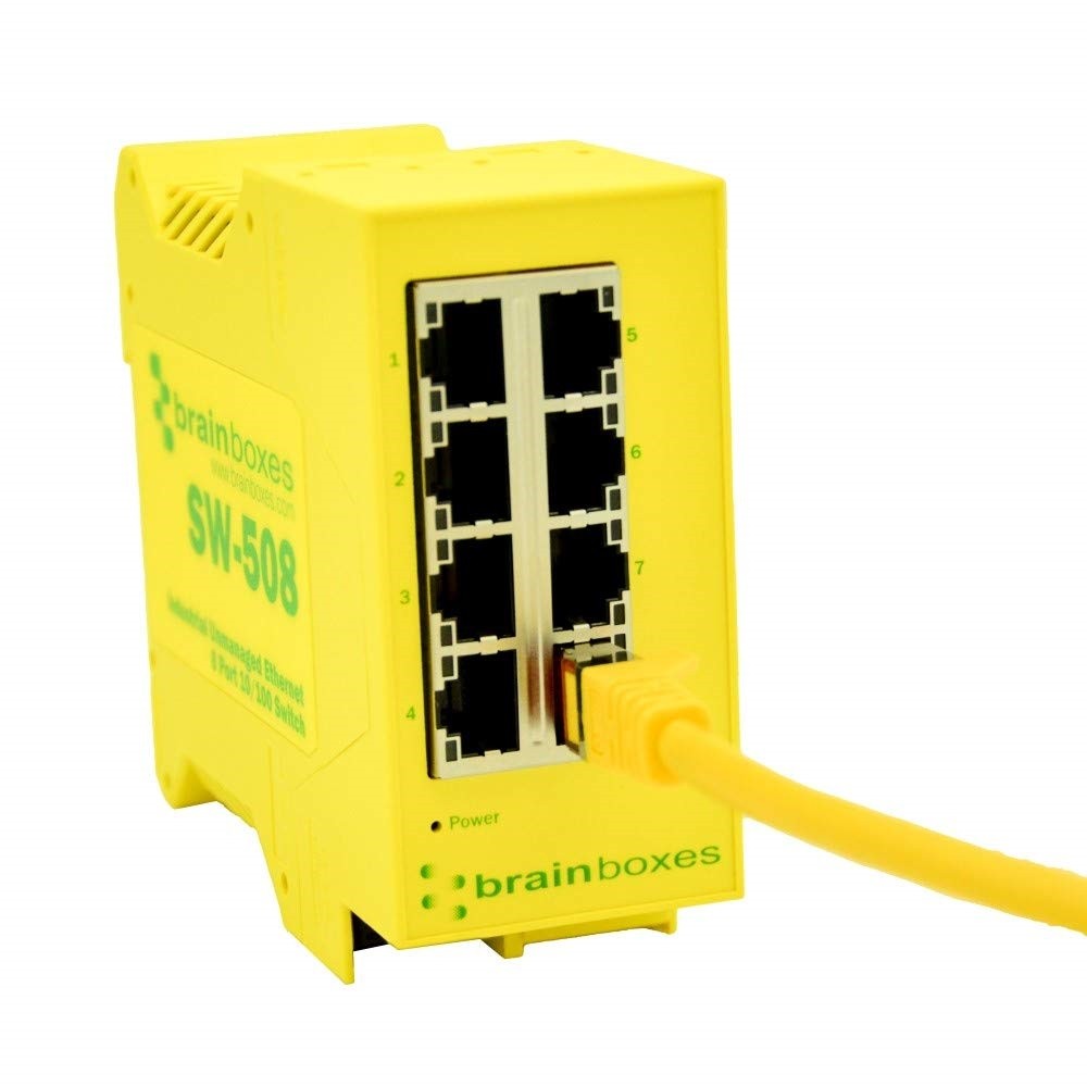 Brainboxes SW-508 Industrial Ethernet 8-Port Switch DIN Rail Mountable