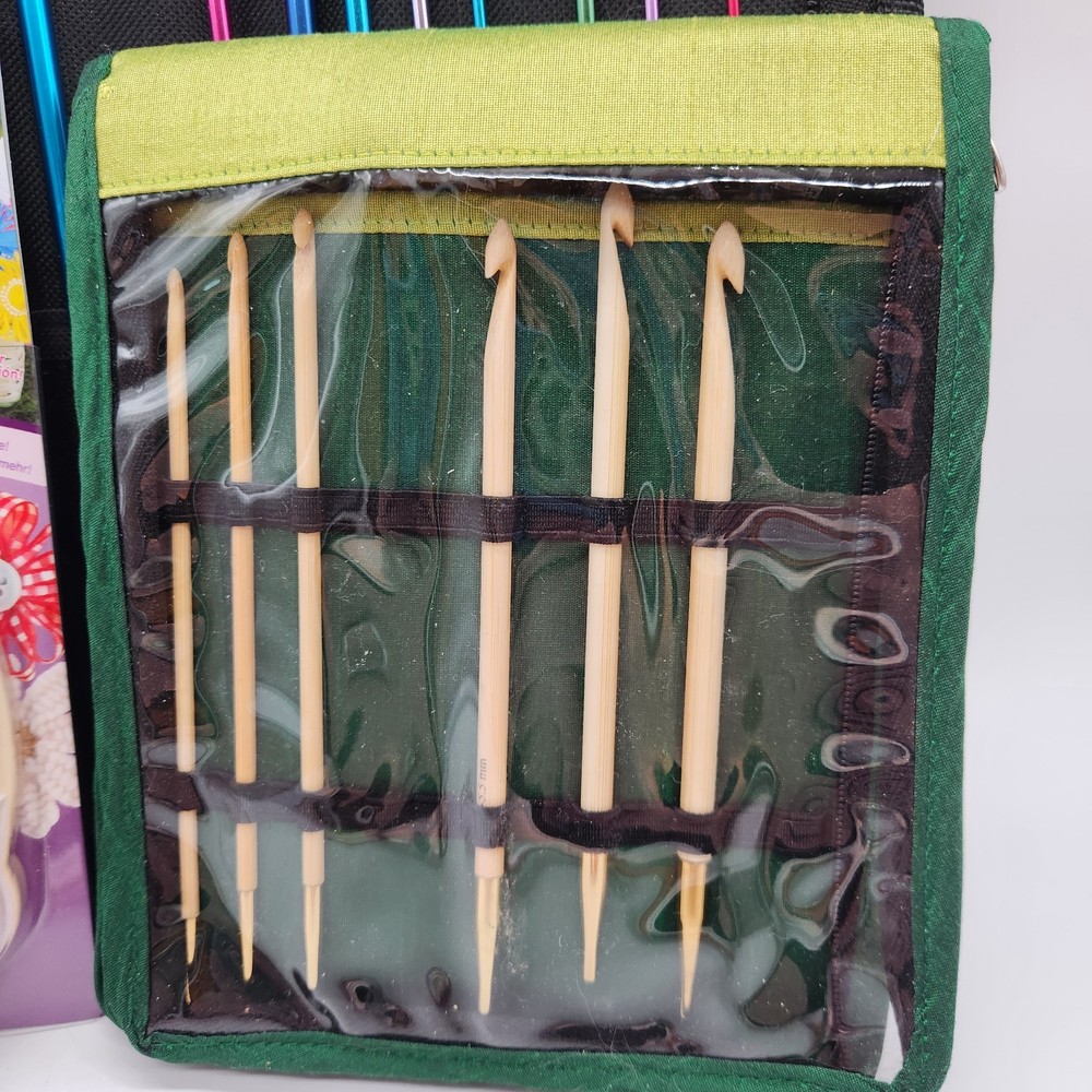 Knitting & Crochet Lot Needles Hooks Clover Loom Bamboo Set Case Tools