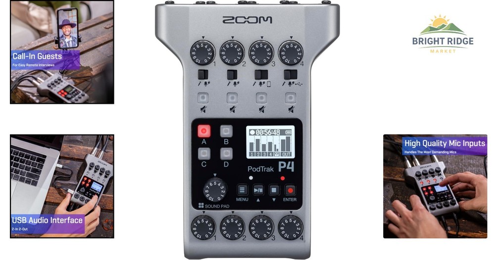 Battery Powered Podcasting Device with 4 XLR Inputs and Remote Interview Support