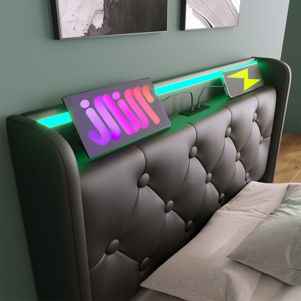 Twin/Full/Queen/King Size Upholstered Platform Bed with Hydraulic Storage System