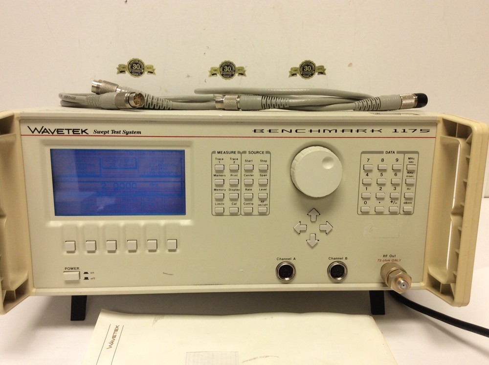 Wavetek Sweep Test System Benchmark 1175 RF Scalar Analyzer Manual & 2 Cables