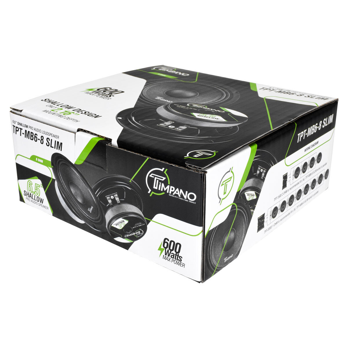 4x Timpano Shallow Mount 6.5" PRO Audio Speakers TPT-MB6-8 SLIM 8 Ohm 2400 Watts