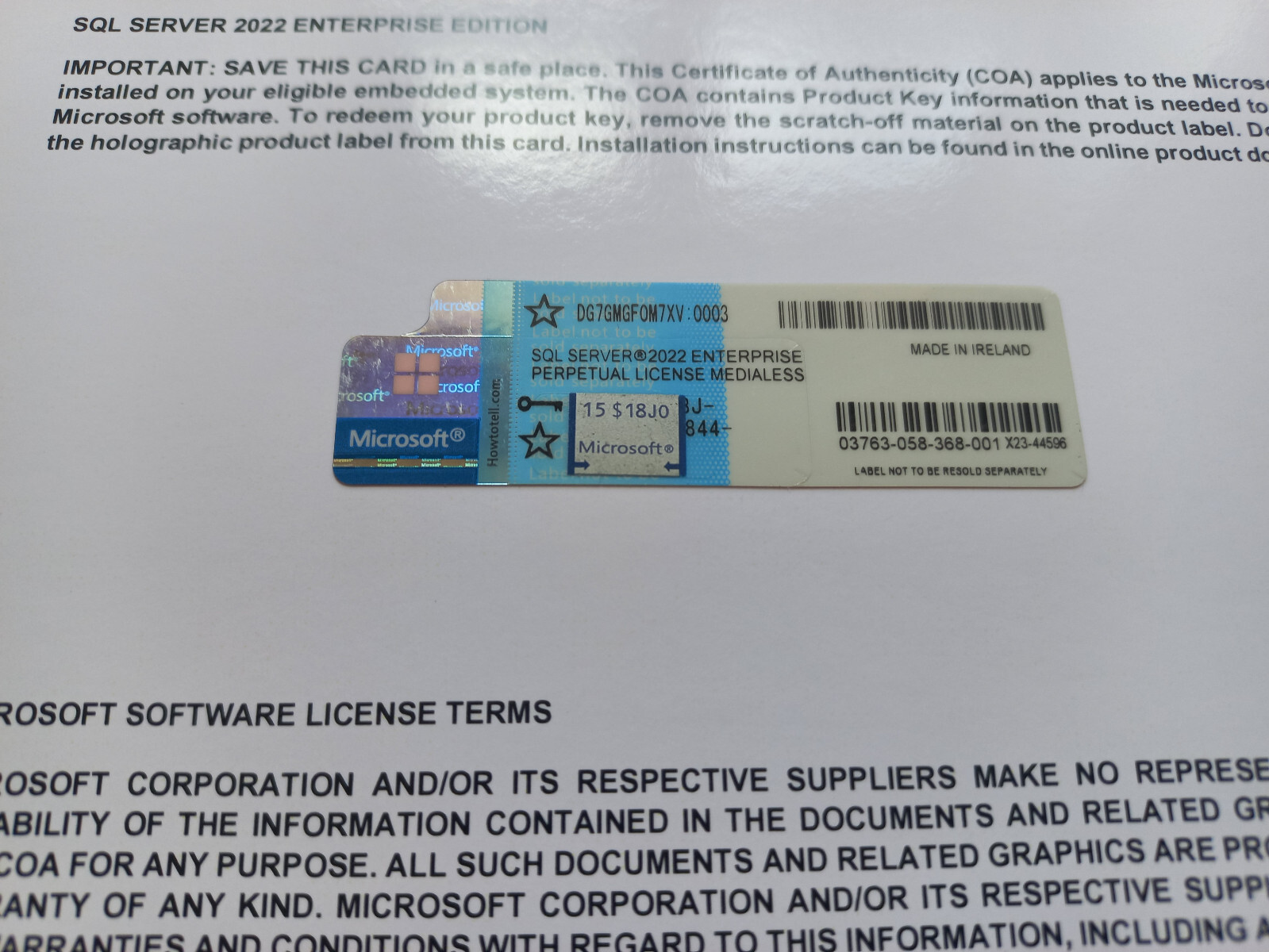 Microsoft SQL Server 2022 Enterprise 96 Core License Unlimited CALs Authentic