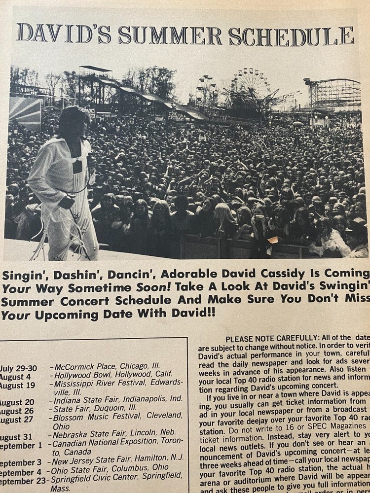 David Cassidy, Full Page Vintage Clipping, aa