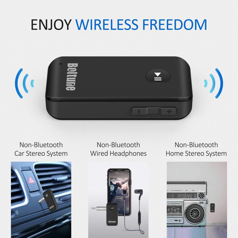 Bluetooth Transmitter Receiver Wireless Adapter 3.5mm Aux Jack Stereo Audio Inpu