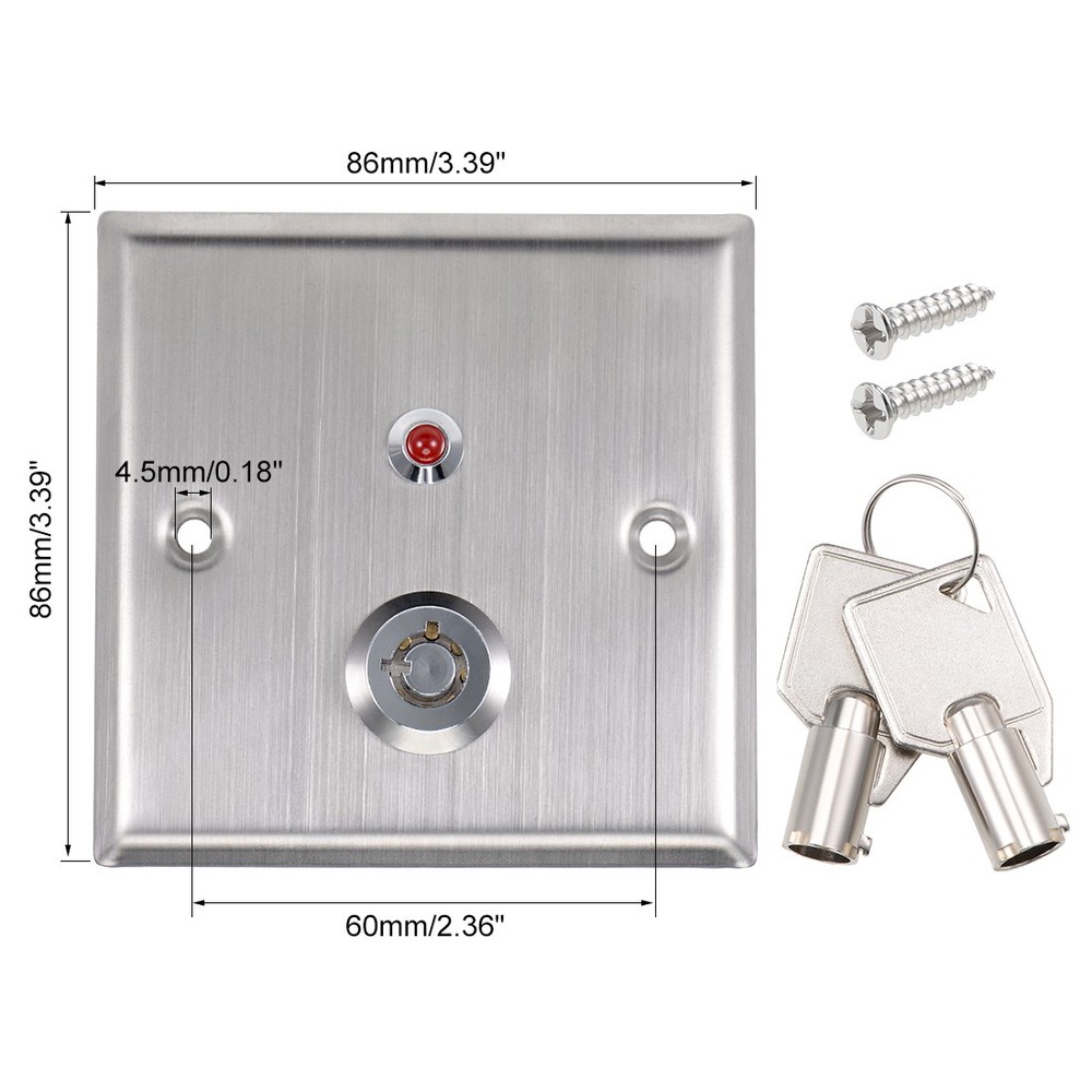 Key Switch Door Release Switches SPST for Access Control w DC 12V Red Indicator