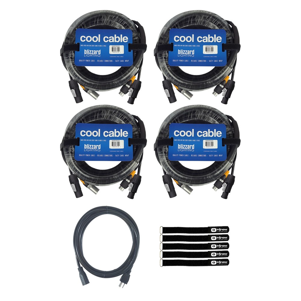 Blizzard Lighting DMXPCT-25 25FT Combo Cable 4-Pack & Extension Cord