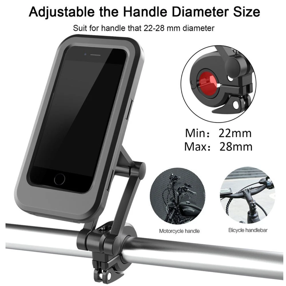 Motorcycle Bike Handlebar Phone Mount Holder Waterproof Case for iPhone Samsung