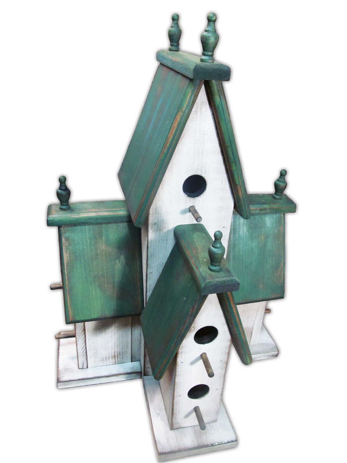 Large Red Manor Birdhouse Weathered Country Cottage Indoor Outdoor Distressed