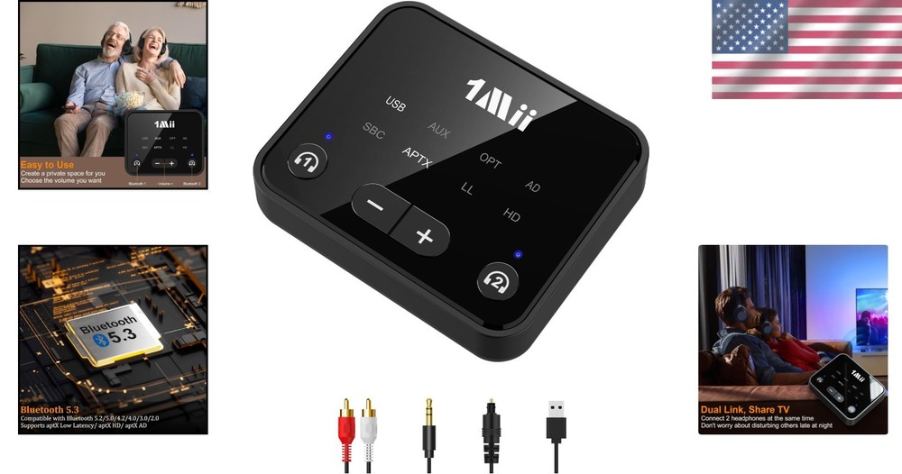 Bluetooth 5.3 Transmitter for TV - Dual Headphone Connection