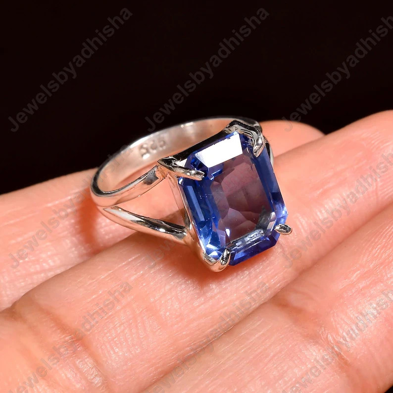 Tanzanite Ring Solid Sterling Silver Band& Statement Ring Handmade Ring All Size