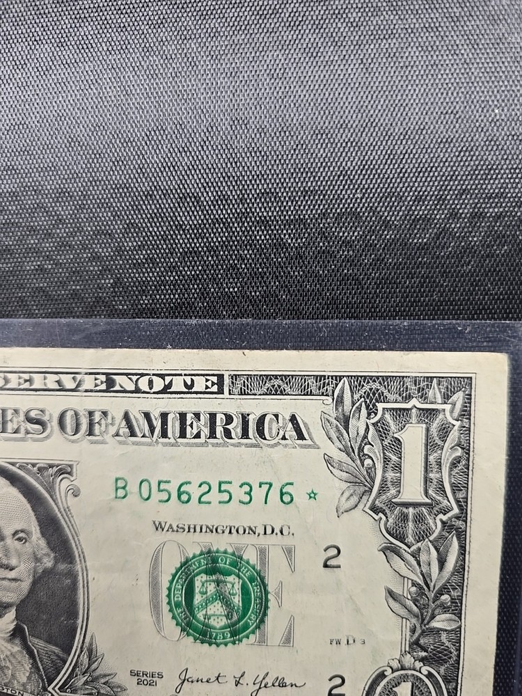 2021 Star Note Over Inking Error On Serial Number Dollar
