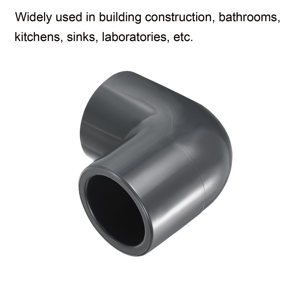 2pcs SCH80 1" Socket UPVC Pipe Fitting Elbow 90 Degree Adapter Connector Gray