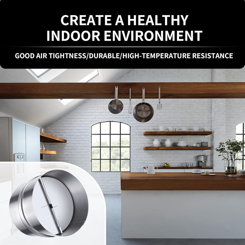 4 Inch Backdraft Damper Back Draft Vent Duct Shutter Blocker, Backflow Ducting