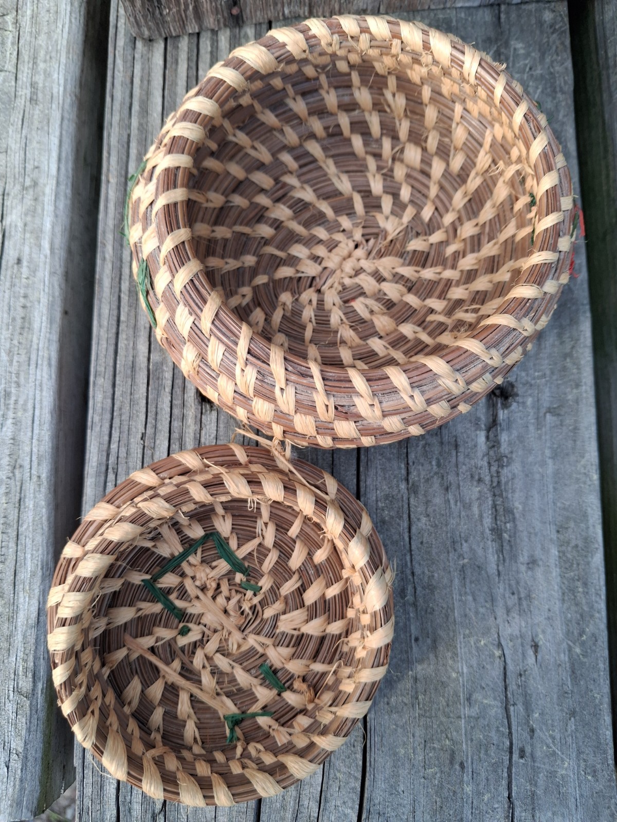 Authentic Vintage Koasati Coushatta Handmade Pine Needle Basket