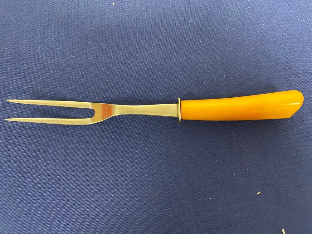 MCM Marbled Butterscotch Bakelite Two Pronged Fork A4 -164