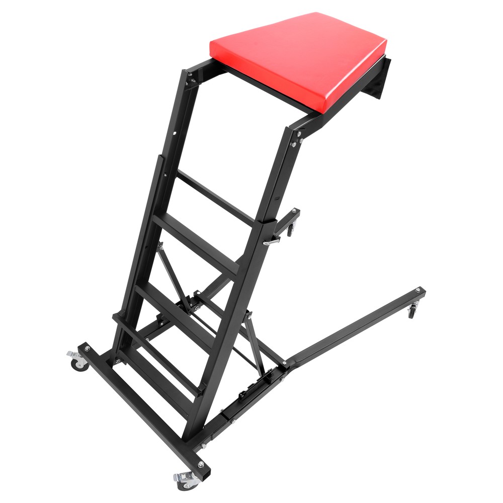 Foldable Topside Creeper Adjustable 48" - 66" Movable Ladder W/ 4 Wheels