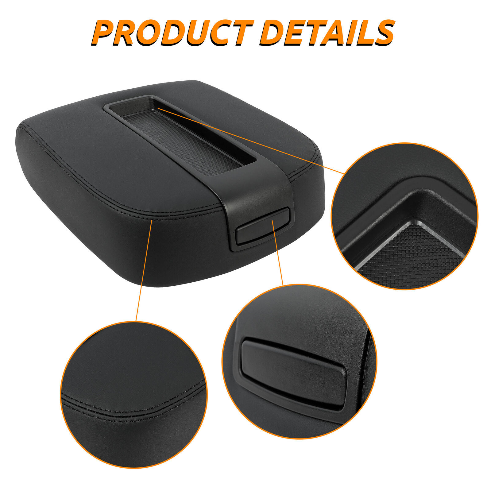 Black Center Console Armrest Lid Fit For 07-14 Tahoe Silverado GMC Yukon Sierra