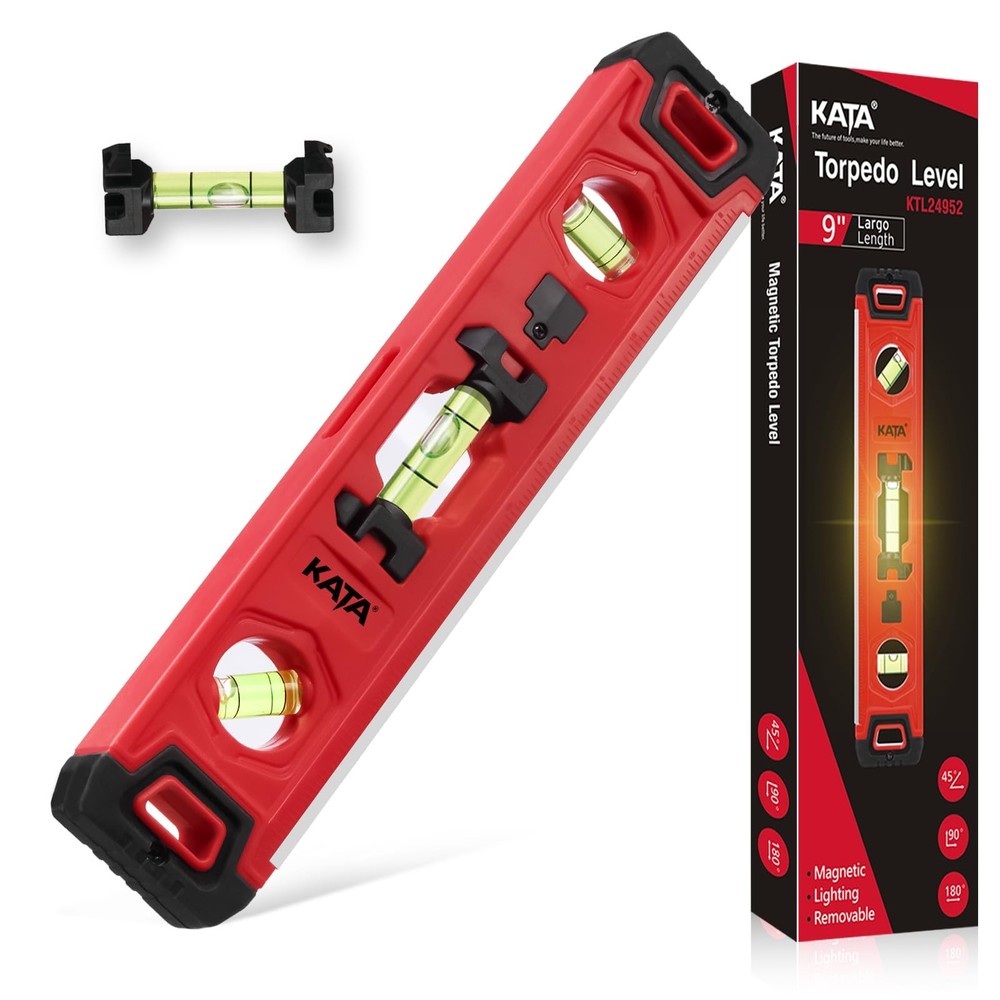 Torpedo Level Magnetic TooL - 9 Inch Small Leveler Tools with Ruler 45/90/180...