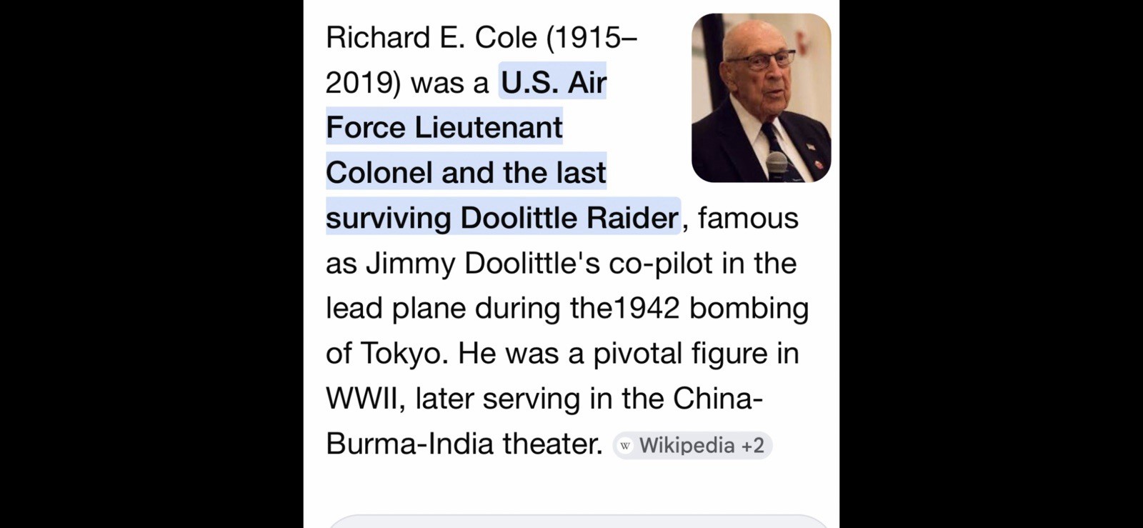 PSA RICHARD COLE SIGNED 14th BOMB SQUADRON PATCH