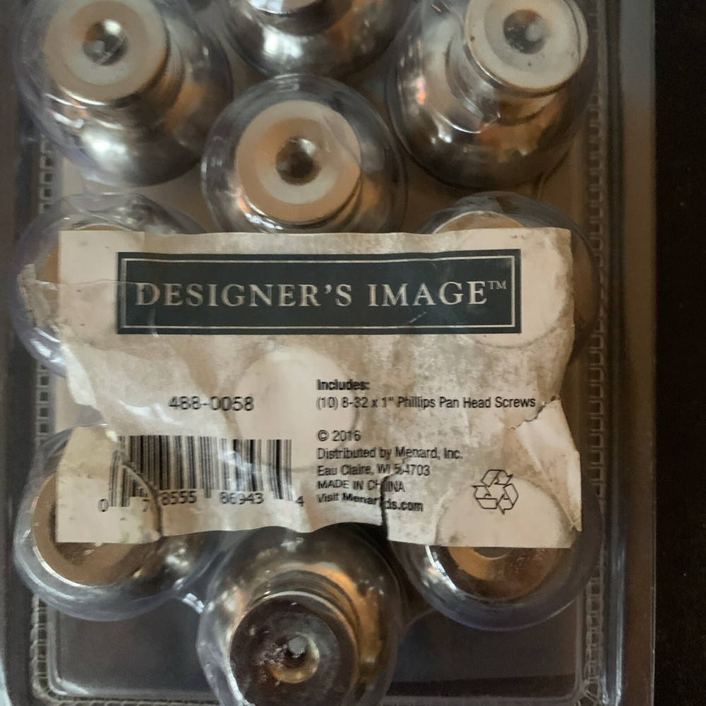 Designer’s Image Nickel Finish 10 Pack Cabinet Knobs 1-1/4” Diameter Sealed