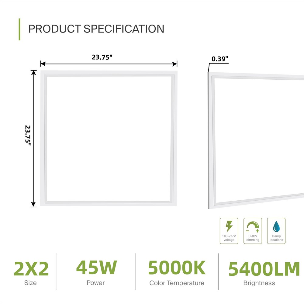 4 Pack 2x2Ft LED Panel Light Drop Ceiling Flat Panel Recessed Troffer Fixtures
