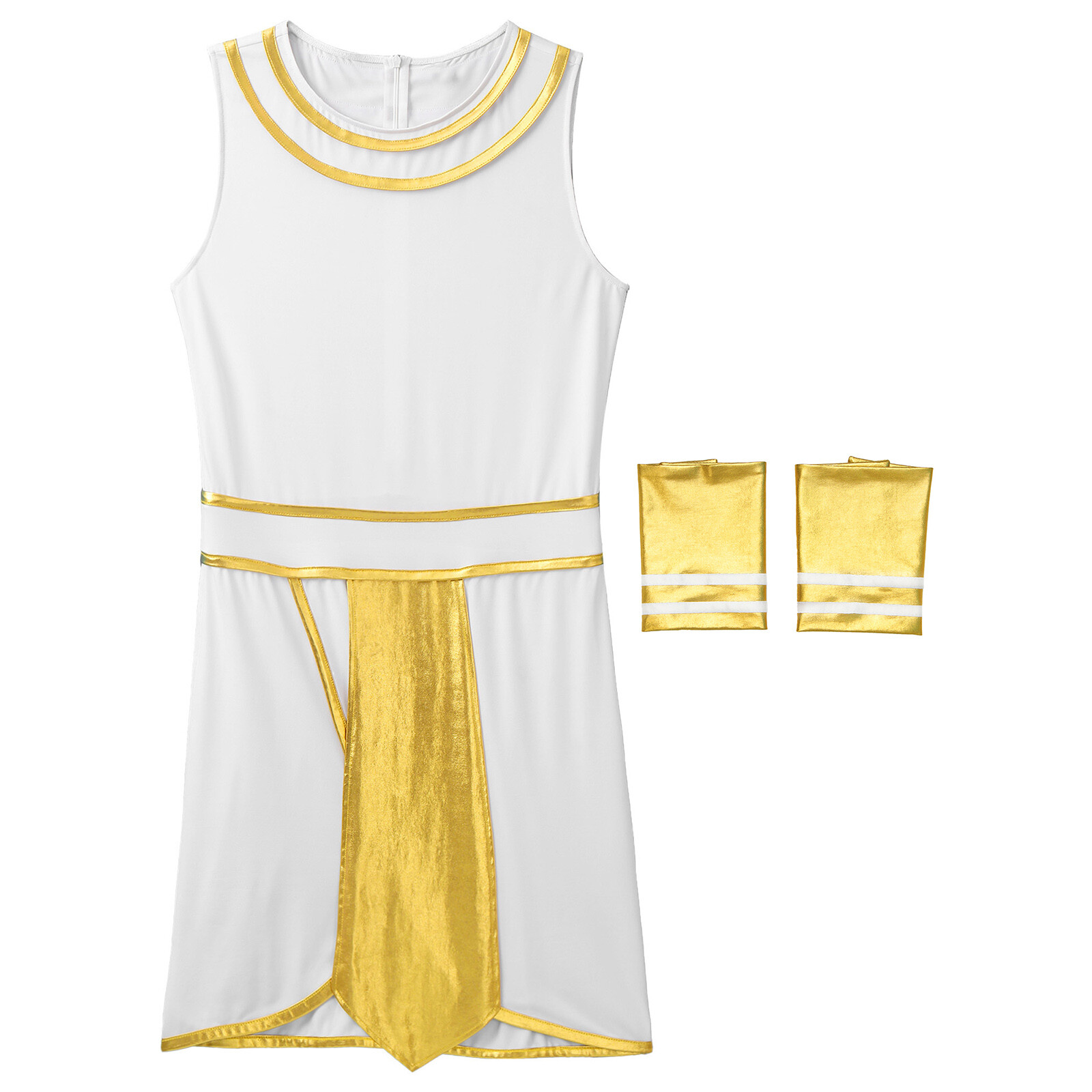 Mens Egyptian Costume Adult Set Toga Outfit Performance With Cuffs Round Neck