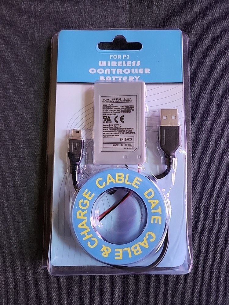 1800mAh Replacement Battery + USB Cable For sony PS3 Controller