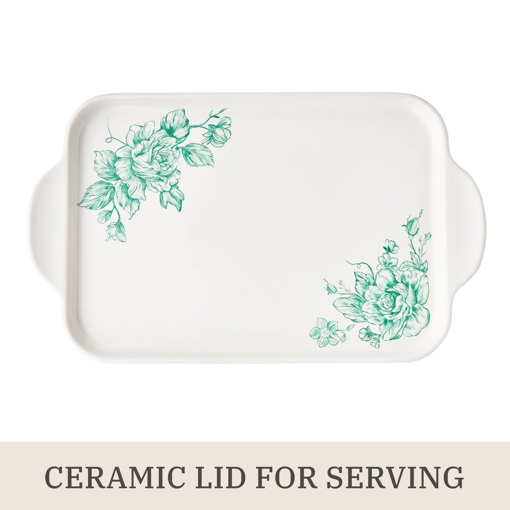 Rectangular Baker with Platter Lid 9" x 13" Durable Construction Charming New