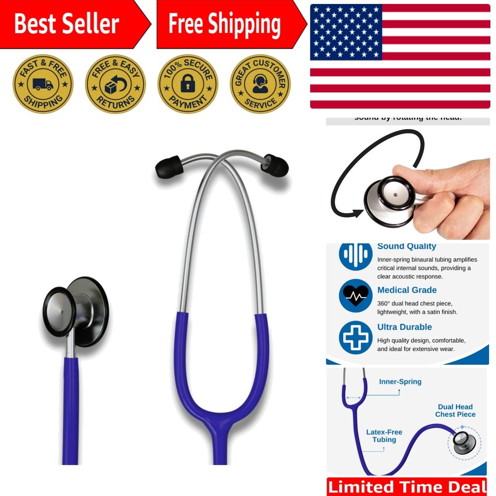 HCS Blue Dual Head Stethoscope - Lightweight, Durable & Comfortable for Nurses