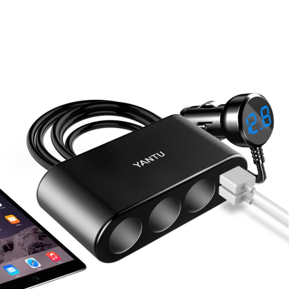 3 Way Car Cigarette Lighter Socket Splitter Dual USB Charger Power Adapter 12V