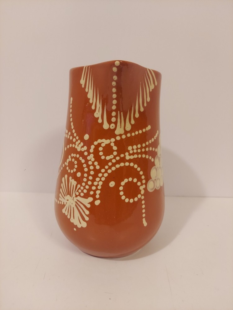 Glazed Handpainted Earthenware Pitcher 7 Inches