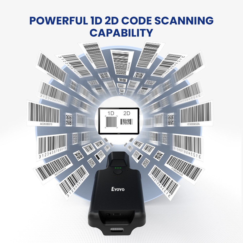 2D Back Clip Bluetooth Barcode Scanner, 3000mAh Battery,Wireless QR Code Scanner