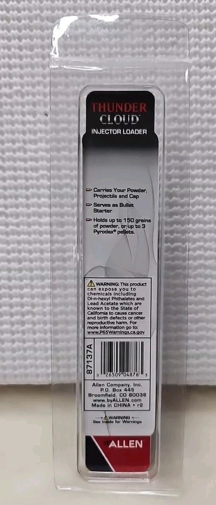 Thunder Cloud Injector Loader Holds Powder Projectile and Cap Bullet Starter