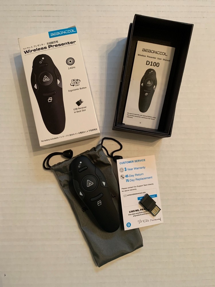 BEBONCOOL Wireless Presenter Remote 2.4GHz USB Control PowerPoint PPT Clicker