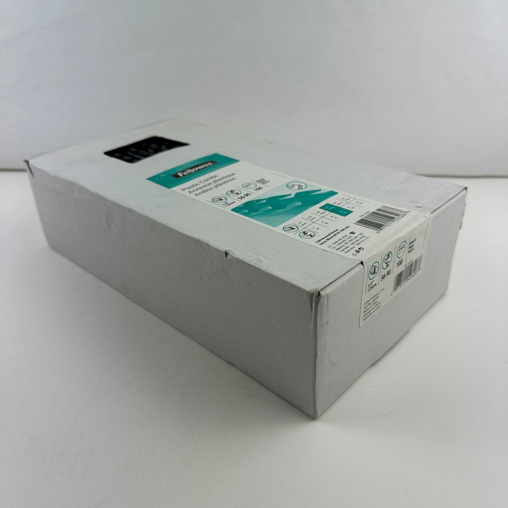 Fellows Plastic Comb Binding 1/2" Dia Black 100 Count 90 Sheet Capacity CRC52323